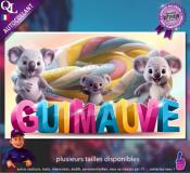 Autocollant GUIMAUVE tressée géante titre 3D koala affiche