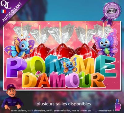 Autocollant POMME D'AMOUR titre 3D papillons affiche adhésive