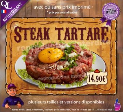 Autocollant STEAK TARTARE affiche western