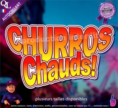 Autocollant CHURROS CHAUDS titre 1 sticker stand forain