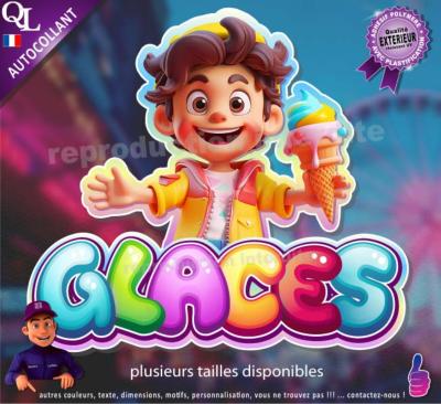 Autocollant GLACES avec garçon titre 1