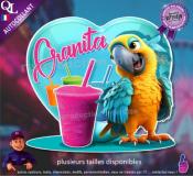 Autocollant GRANITA COEUR perroquet rigolo 1