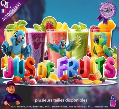 Autocollant JUS DE FRUITS titre 3D perroquets sticker