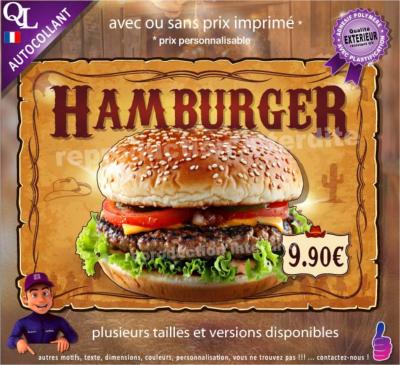 Autocollant HAMBURGER affiche western