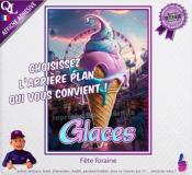 AFFICHE PUB autocollante GLACES - 6 arrière-plans au choix