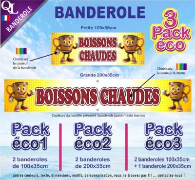 Banderole BOISSONS CHAUDES Pack éco au choix