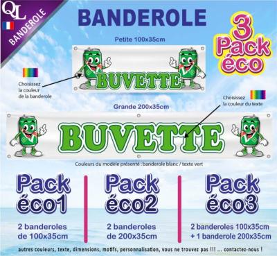 Banderole BUVETTE CANETTE COMIQUE VERTE Pack éco au choix