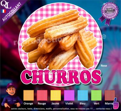 Autocollant CHURROS motif serviette vichy ronde