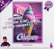 AFFICHE PUB autocollante GLACES - 6 arrière-plans au choix