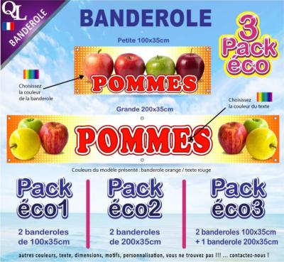 Banderole POMMES verte jaune rouge Pack éco au choix