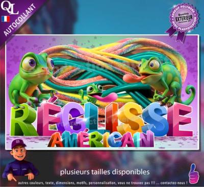 Autocollant REGLISSE AMERICAIN titre 3D caméleon affiche