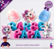 Autocollant BARBE A PAPA titre 3D licorne sticker