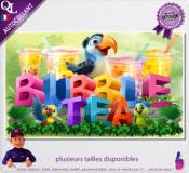 Autocollant BUBBLE TEA titre 3D toucan affiche