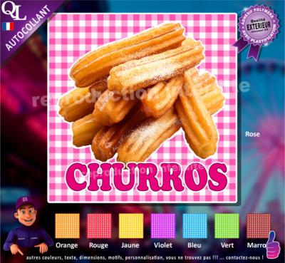 Autocollant CHURROS motif serviette vichy carrée