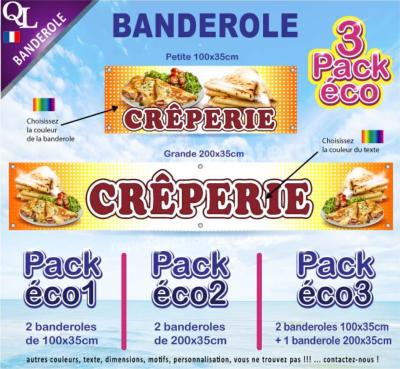 Banderole CREPERIE crêpes saléees sucrées Pack éco au choix
