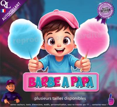 Autocollant PETIT GARCON avec 2 BARBE A PAPA