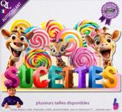 Autocollant SUCETTES FORAINES titre 3D  girafe sticker