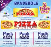 Banderole PIZZA sur PLACE ou à EMPORTER Pack éco au choix