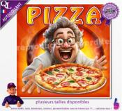 Autocollant affiche poster PIZZA client content délirant