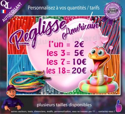 Autocollant REGLISSE AMERICAIN affiche prix serpent 1