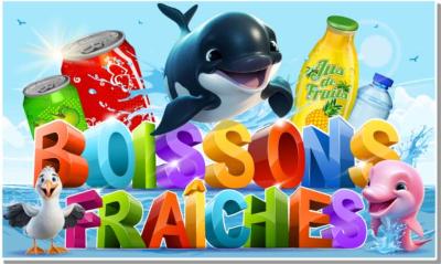 BOISSONS FRAICHES AFFICHE POSTE AUTOCOLLANT PLV
