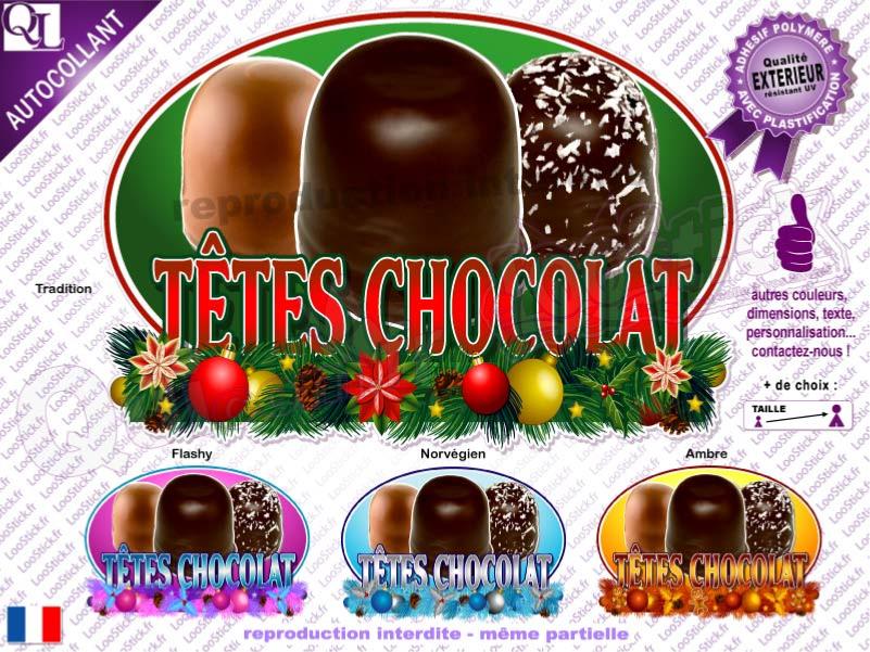 affiche autococollante TETES CHOCOLAT de noel sticker