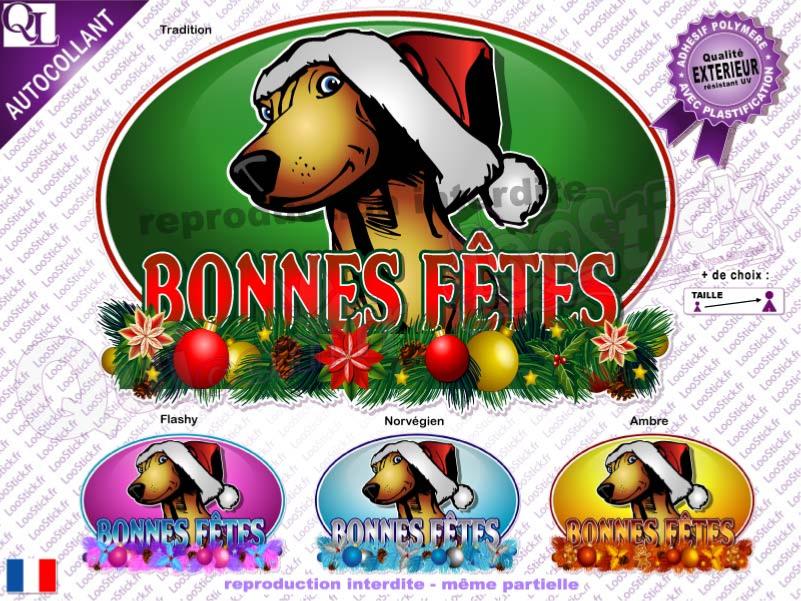 affiche autocollante BONNES FETES ANIMAUX sticker