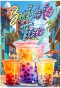 plv vente BUBBLE TEA affiche stop trottoir
