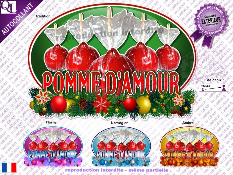 affiche autococollante POMME D'AMOUR noel sticker